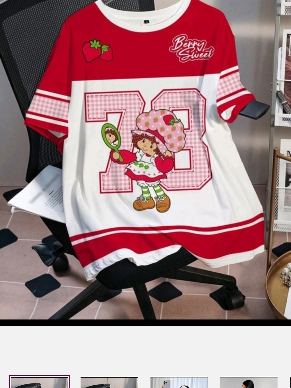 Berry Sweet Strawberry Shortcake Graphic Tee in Red & White
